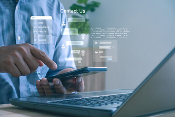 AI chatbot in customer service support automation. User chatting on smartphone with AI assistant to access customer support tools, messaging and online communication. Artificial intelligence.