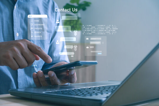AI chatbot in customer service support automation. User chatting on smartphone with AI assistant to access customer support tools, messaging and online communication. Artificial intelligence. - Powered by Adobe