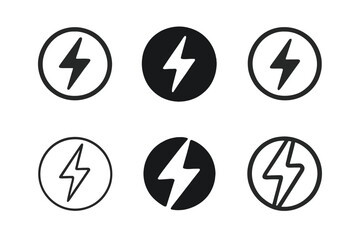 Electricity Logo Variations. Electricity. Icon set. Set Logo of electricity: electric current flow. harmonious logo variations of the same emblematic concept,