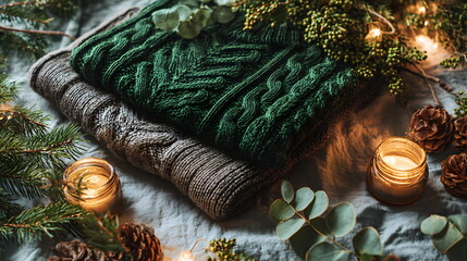 Warm sustainable Christmas poster with natural elements