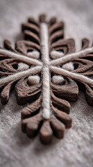 Close-Up Macro Texture of Wool Snowflake Craft
