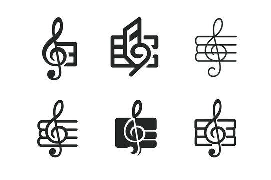 Musical Logo Variations. Composition in music. Icon set. Set Logo of music composition: harmony chords. harmonious logo variations of the same emblematic