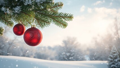 Obraz premium red christmas ball