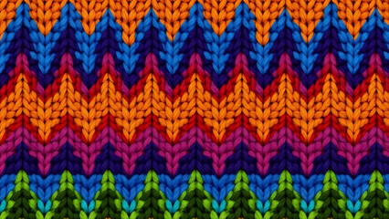Seamless vibrant zigzag ikat pattern with bold colors realistic knitted design Generative ai 24660205 1