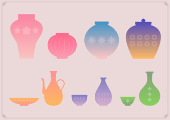Collection of Korean traditional ceramics.