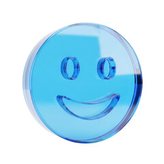 Fototapeta premium Blue Glass 3D Emoji Smile Icon