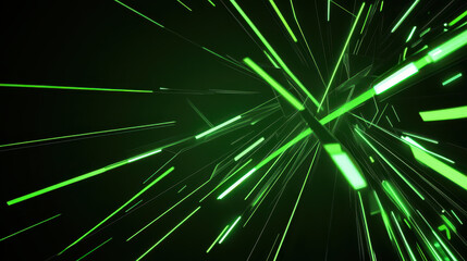 Naklejka premium Green light streaks abstract digital background with dynamic glowing lines and futuristic energy beams