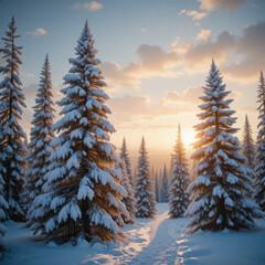 Winter wonderland snow covered trees scenic landscape