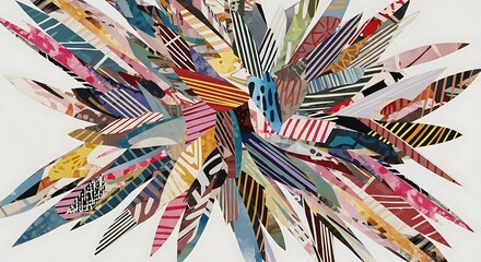 Dynamic Burst: An Abstract Explosion of Colorful Patterned Shapes