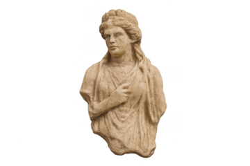 Ancient greek female bust sculpture with transparent background