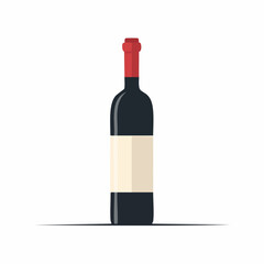 Elegant Red Wine Bottle with Blank Label Illustration.