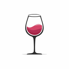 Elegant Wine Glass with Red Wine Illustration.