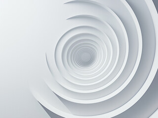 白い螺旋階段を上から見下ろしたような3D幾何学構図