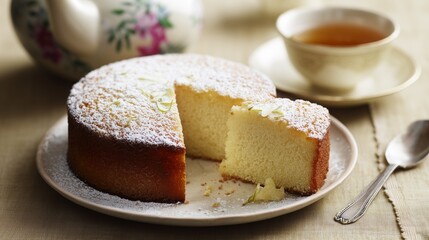 delicate jasmine tea cake dessert with soft floral aroma in hd photography