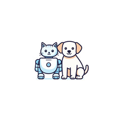 Futuristic feline companion and friendly canine buddy illustrating the evolving landscape of