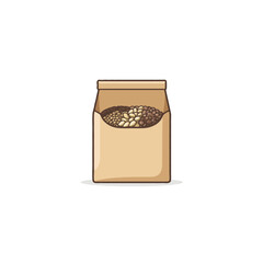 Illustration displaying a paper bag filled with a variety of diverse seeds providing healthy