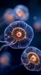 Obraz premium Close microscopic shot of candida auris illustrating drug resistance and cellular defense texture