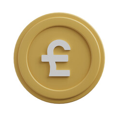 3D Pound Coin Icon — GBP Currency, British Money, Finance Illustration