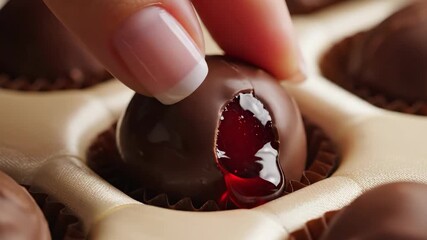 Chocolate Cherries in a Gift Box, National Chocolate-Dipped Cherry Day Celebration, Festive Background