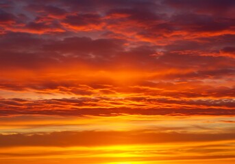 Vibrant sunset with fiery colors painting the sky in stunning detail