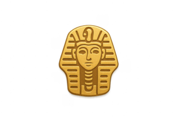 Golden pharaoh tutankhamun death mask icon on transparent background