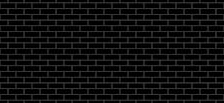 Black brick wall Background. Panorama format. Texture seamless pattern. Vector illustration
