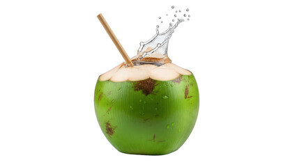 Refreshing Green Young Coconut Drink with Splash