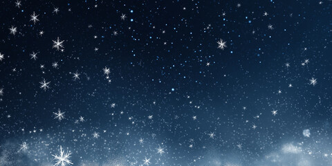 Fototapeta premium Starry Winter Night with Falling Snowflakes