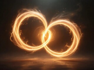 Two swirling, glowing energy streams intertwine in the air, forming a softly pulsating heart-like shape, symbolizing a pure, intangible connection.