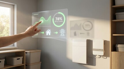 Smart home energy management system with solar panel input and battery charge