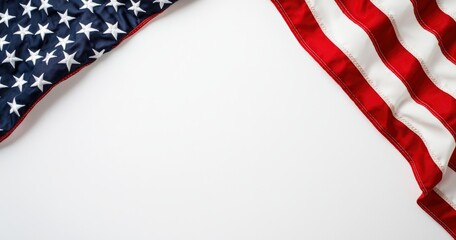 American flag providing a patriotic border, showcasing stars and stripes on a white background with ample copy space