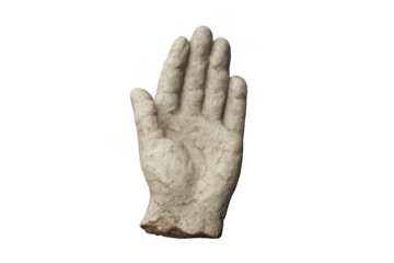 Ancient marble hand sculpture fragment on transparent background