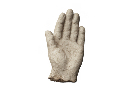 Ancient marble hand sculpture fragment on transparent background - Powered by Adobe