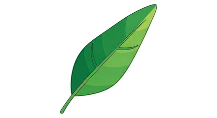 Green leaf illustration on transparent background suitable for nature design elements