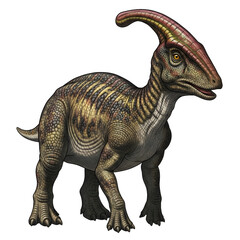 Fototapeta premium Detailed Illustration of a Parasaurolophus Dinosaur with Distinctive Crest.