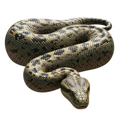 Obraz premium Detailed Image of a Curled Boa Constrictor with Intricate Scale Patterns.