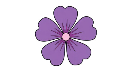 Fototapeta premium Stylized purple flower with petals and central circle on transparent background