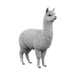 Fototapeta premium Elegant Alpaca Standing Tall with Soft Fleece on White Background.