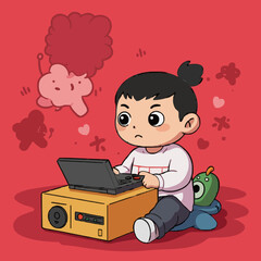 boy with laptop