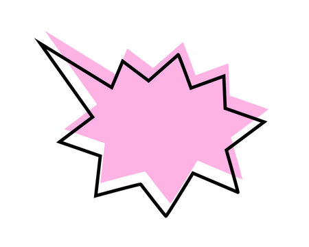 Speech bubble template with zigzag borders. Empty dialogue balloon, idea tbox, quote frame, message tag, conversation label, talk sticker isolated on white background. Vector illustration.