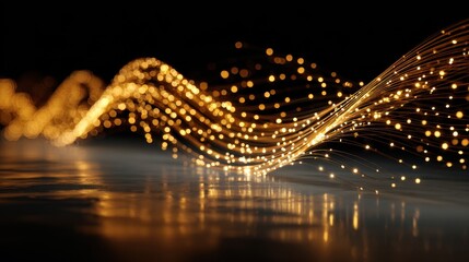 Elegant Flowing Lights with Soft Glows in a Dark Background