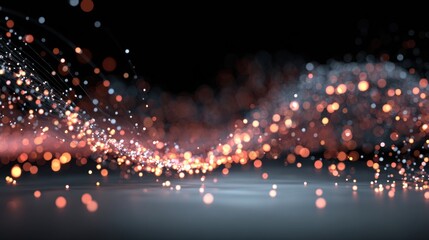 Abstract Flowing Lights with Bokeh Effect in Dark Background