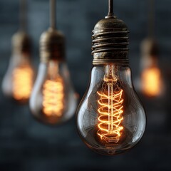 Vintage Edison Light Bulbs with Warm Glow in Rustic Setting
