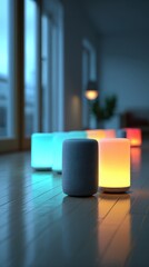 Colorful Ambient Lighting in Modern Interior Space at Dusk