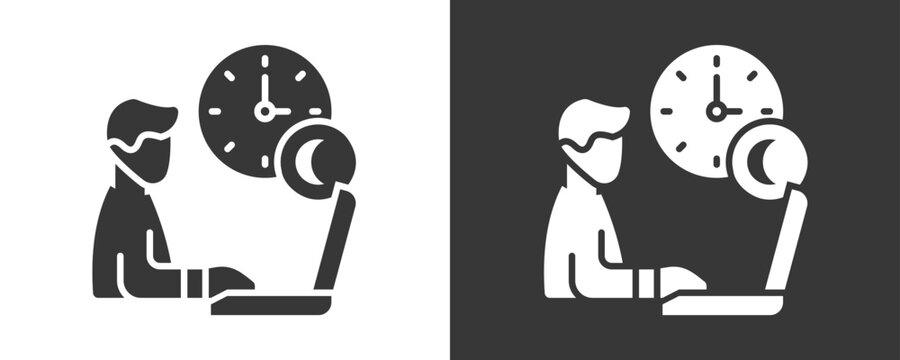 Overtime Icon Set Vector Collection Isolated In Black And White