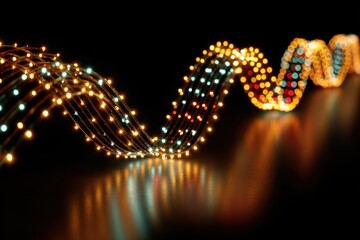 Colorful Light Waves in Dark Background Creating Vibrant Atmosphere