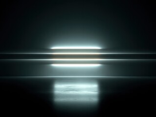 Abstract Light Pattern in Dark Space with Reflections and Depth