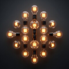 Creative Arrangement of Vintage Light Bulbs on Dark Background