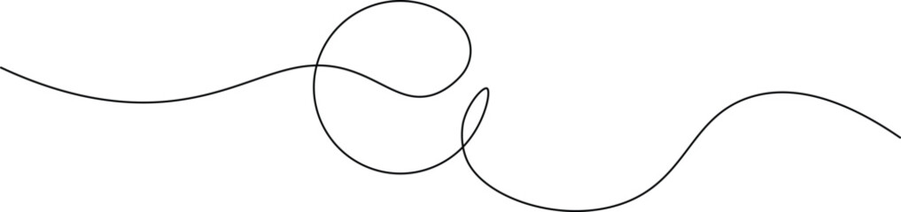 Obraz premium Minimalist Round Shape in Continuous One Line Art. Abstract Circular Black Linear Vector Illustration on White Background