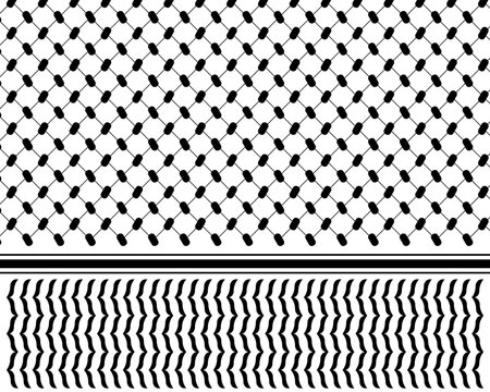 Classic keffiyeh or shemagh pattern. Traditional Palestinian headscarf or neckerchief print. Abstract geometric fabric texture in oriental style. Arabic cloth background. Vector graphic illustration.